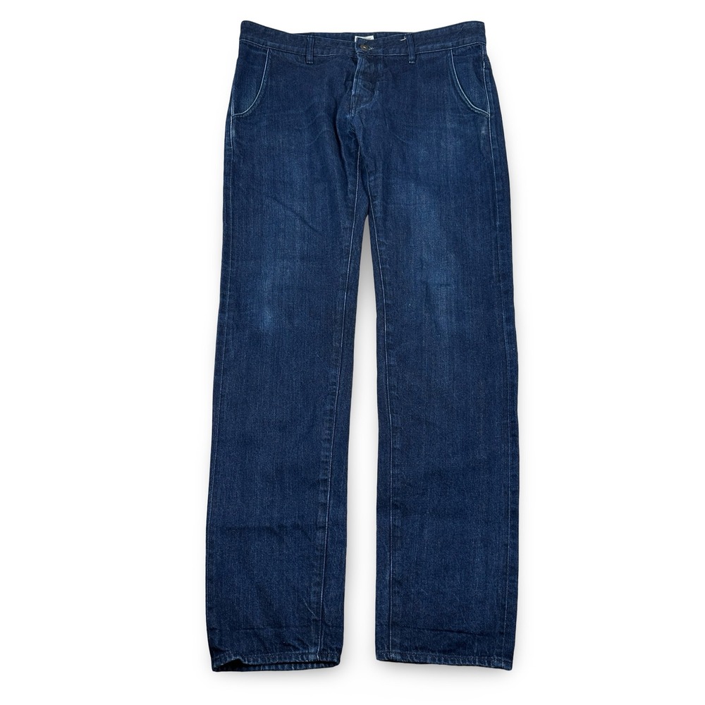 Railcar Fine Goods Mens Orange Line Selvedge Denim Jeans Dark Indigo Blue USA 35